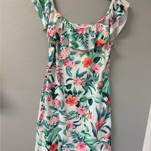 Tommy Bahama White Tropical Floral Off-Shoulder Mini Dress